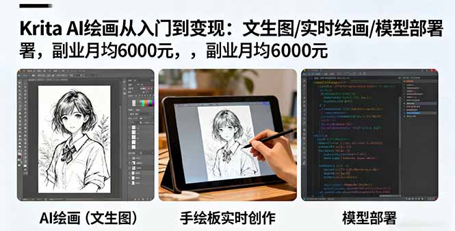 （10.14）Krita AI绘画从入门到变现：文生图/实时绘画/模型部署，副业月均6000元
