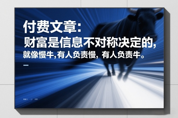 （26.3.1）付费文章：财富是信息不对称决定的，就像慢牛，有人负责慢，有人负责牛