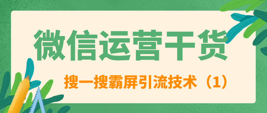 微信运营干货：搜一搜霸屏引流技术（1）