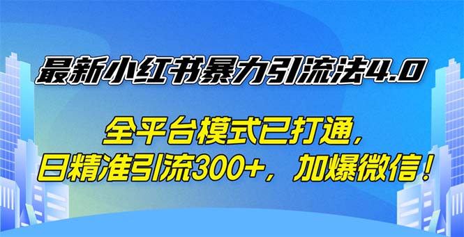 (9.9) 最新小红书暴力引流法4.0， 全平台模式已打通，日精准引流300+