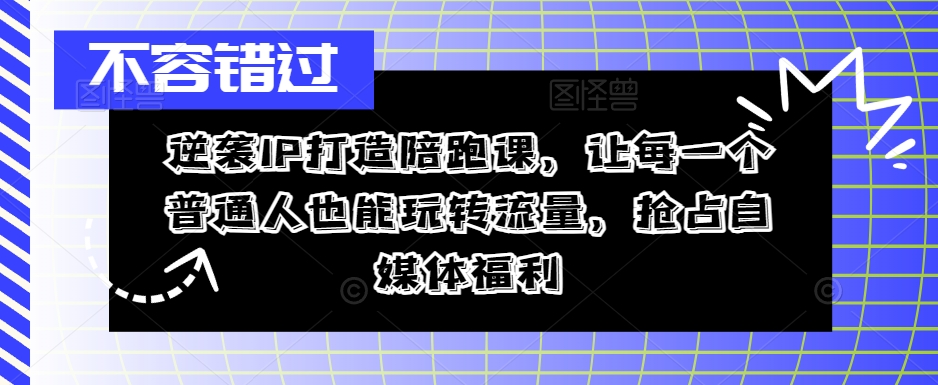 (9.9) 逆袭IP打造陪跑课，让每一个普通人也能玩转流量，抢占自媒体福利